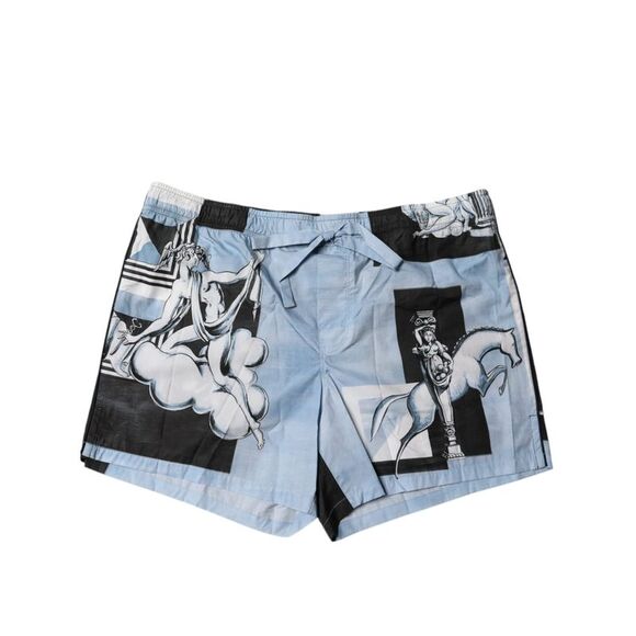 Dolce & Gabbana Blue Statue Print Cotton Mens Men's Shorts
